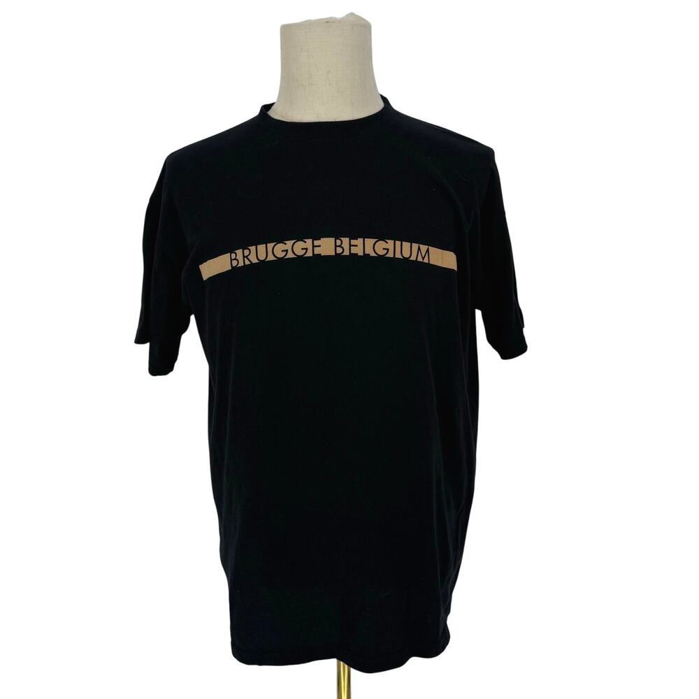 Brugee Belgium Graphic T-Shirt Men's L Black Gold Casual